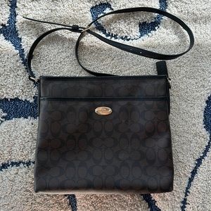 COACH Signature File Leather Crossbody Bag